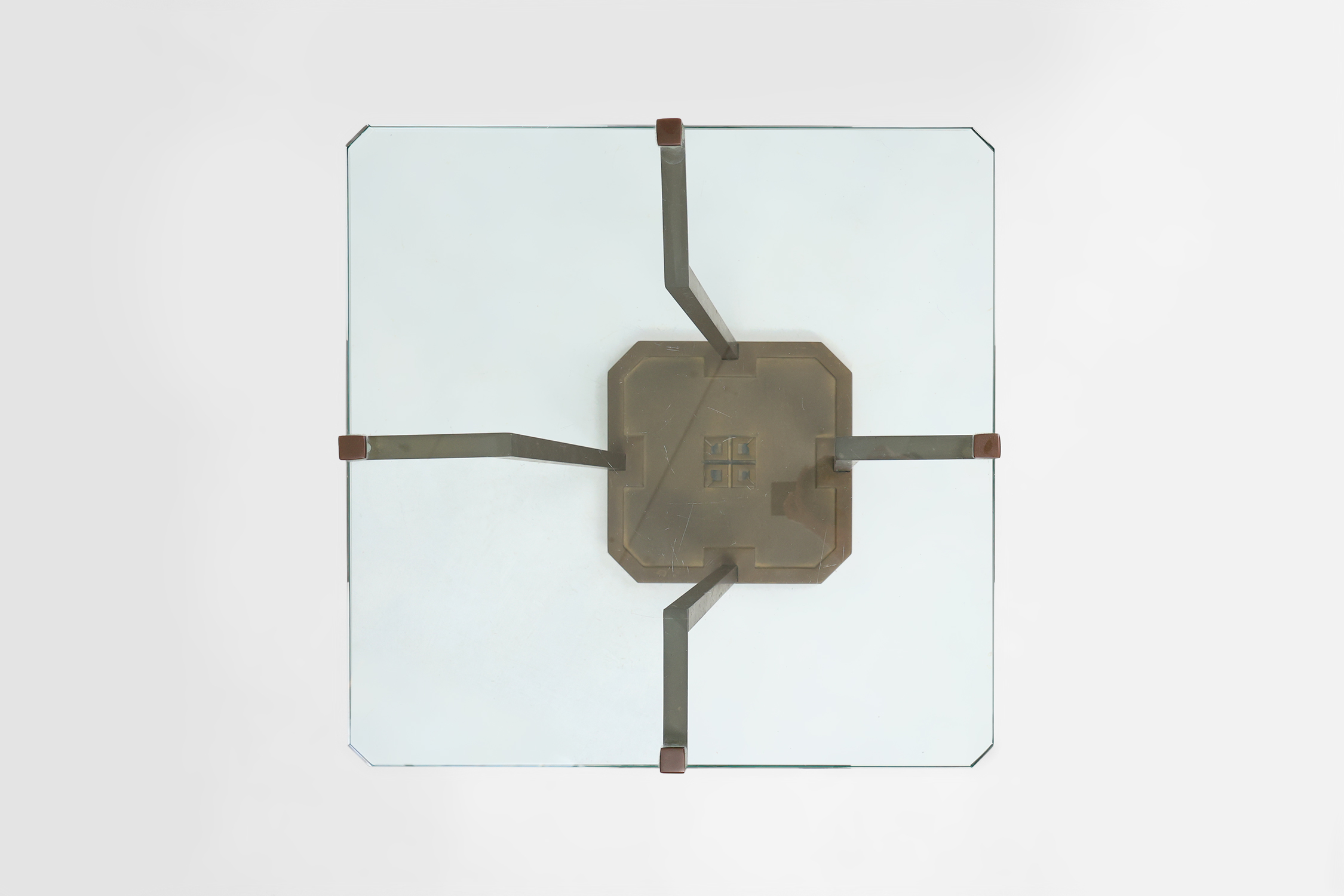 Hollywood regency brass and glass side table Model T18 by Peter Ghyczy, 1970sthumbnail